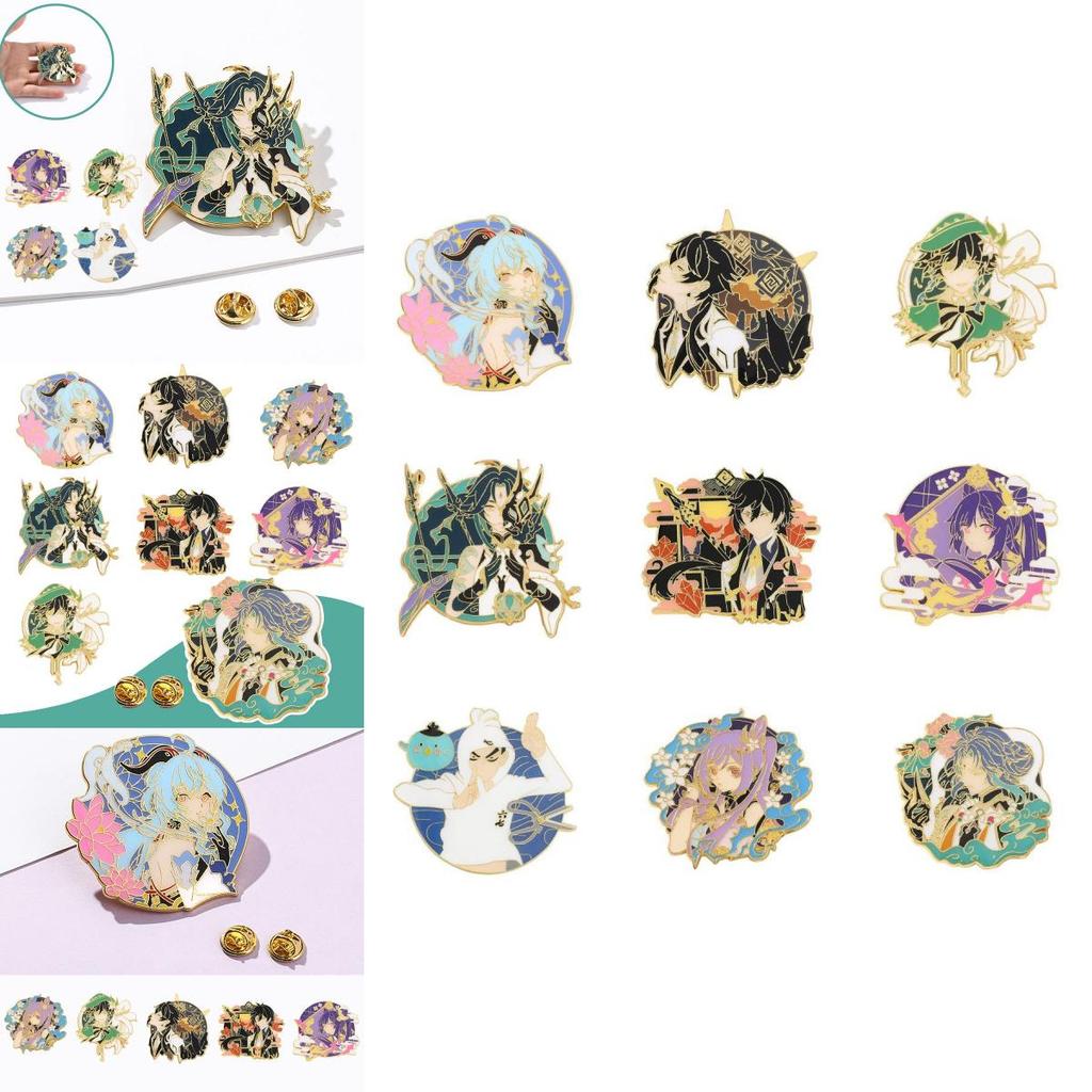 Vibrant Genshin Impact Character Badge High Quality Metal Brooch For Game Fans