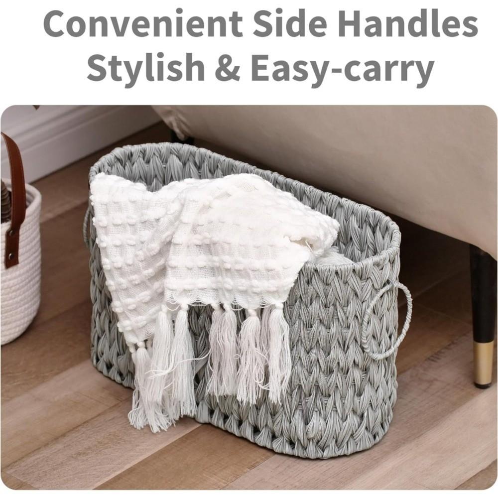 Kreativní proutěný pletený úložný box na toaletní papír s uchy Velkokapacitní koupelnový úložný koš Domácí úložný koš na drobnosti