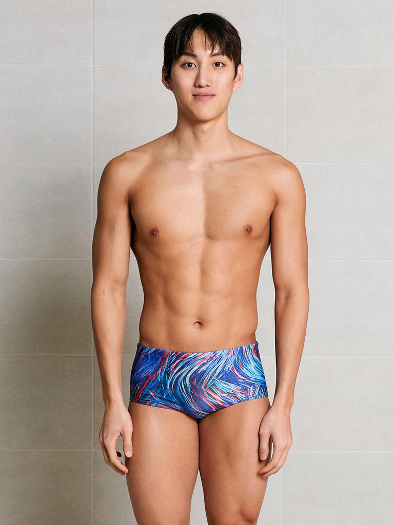 BARREL Color Swirl Short Square Swimsuit Blue (B6Smsms118Blu)