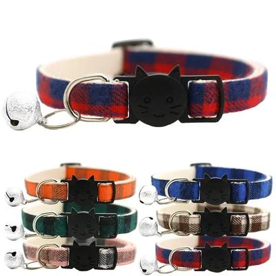 Adjustable Nylon Cat Collar with Bells  Buckles Fashion Reflective Pet Cat Collar Head Pattern Supplies for Kitten Accessories