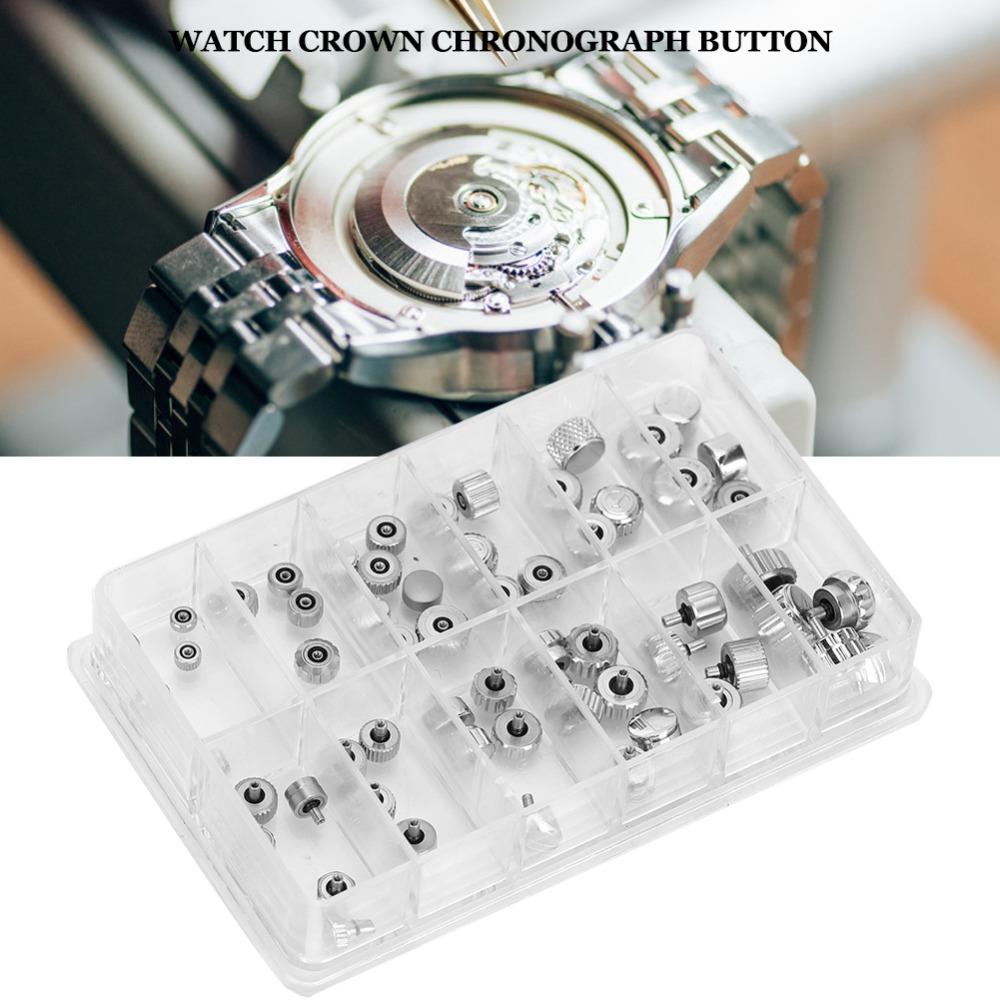 Silver Chronograph Button Stainless Steel Watch Replacement Watch Crown All Types Watches
