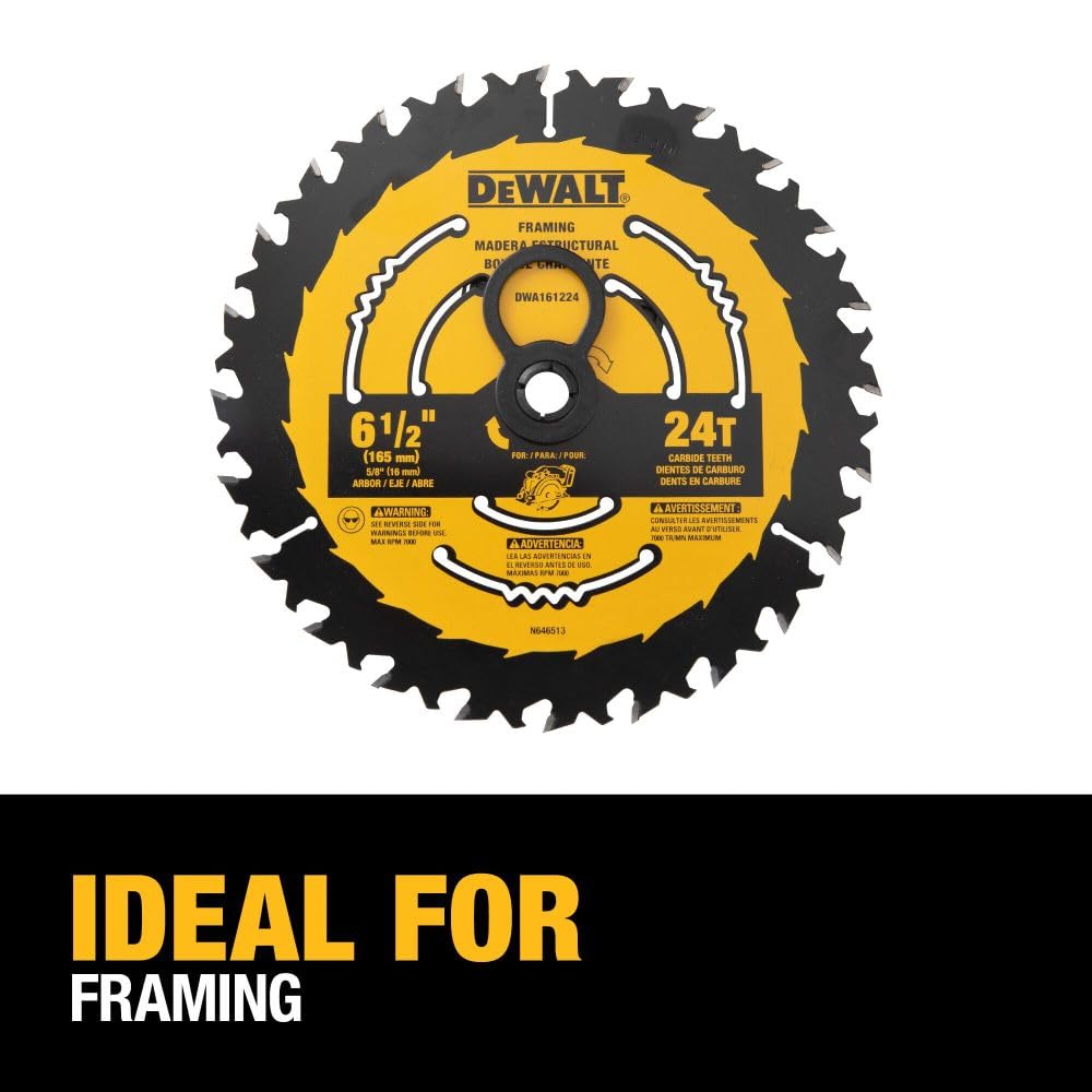 Circular Saw Blade, Tungsten Carbide, 24 Teeth, 6-1/2-In. DWA161224