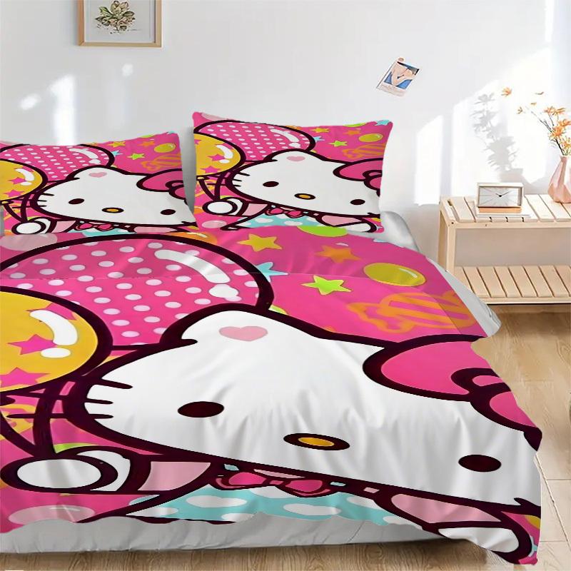 

3pcs Hello Kitty Duvet Cover Set - Machine Washable, Includes 1 Duvet Cover and 2 Pillowcases, No Core Included yy251022175 135x200cm