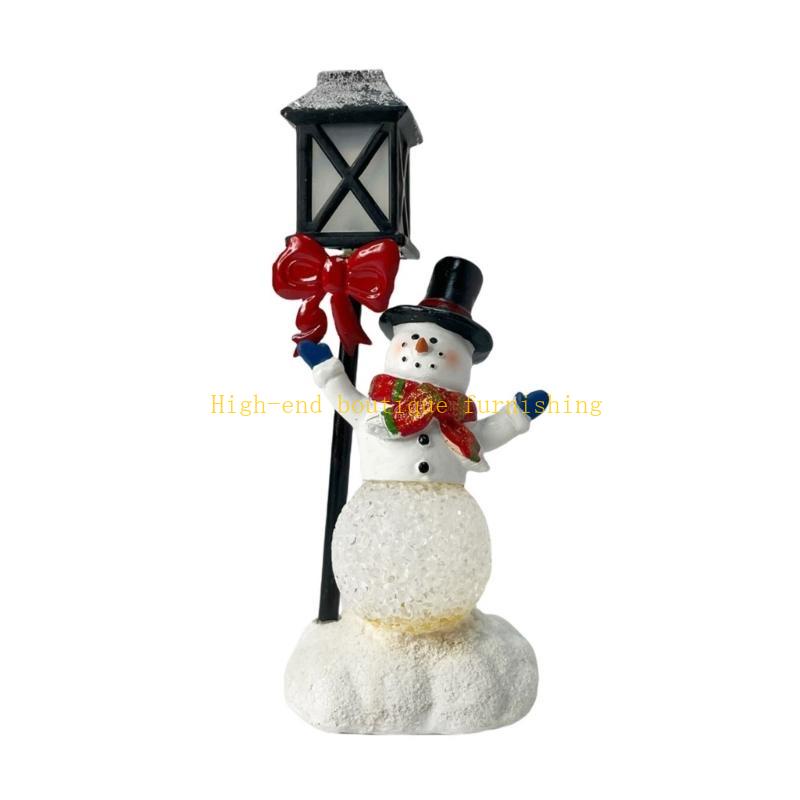  Glowing Satas Snowmans with Lampost Christmas Decoration LED Light Indoor Seasonal Adornment
