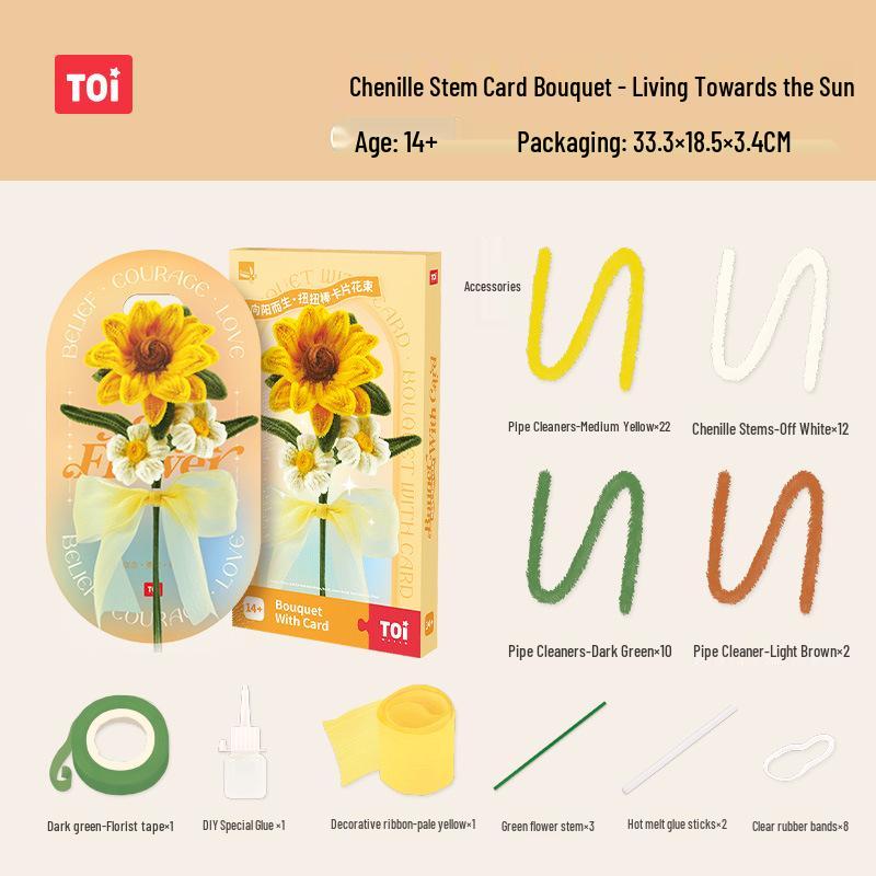 

TOI Tuoyi Twist Stick Bouquet - Handmade DIY Puppy Flower Kit for Kids, Fireworks New Year Gift for Women