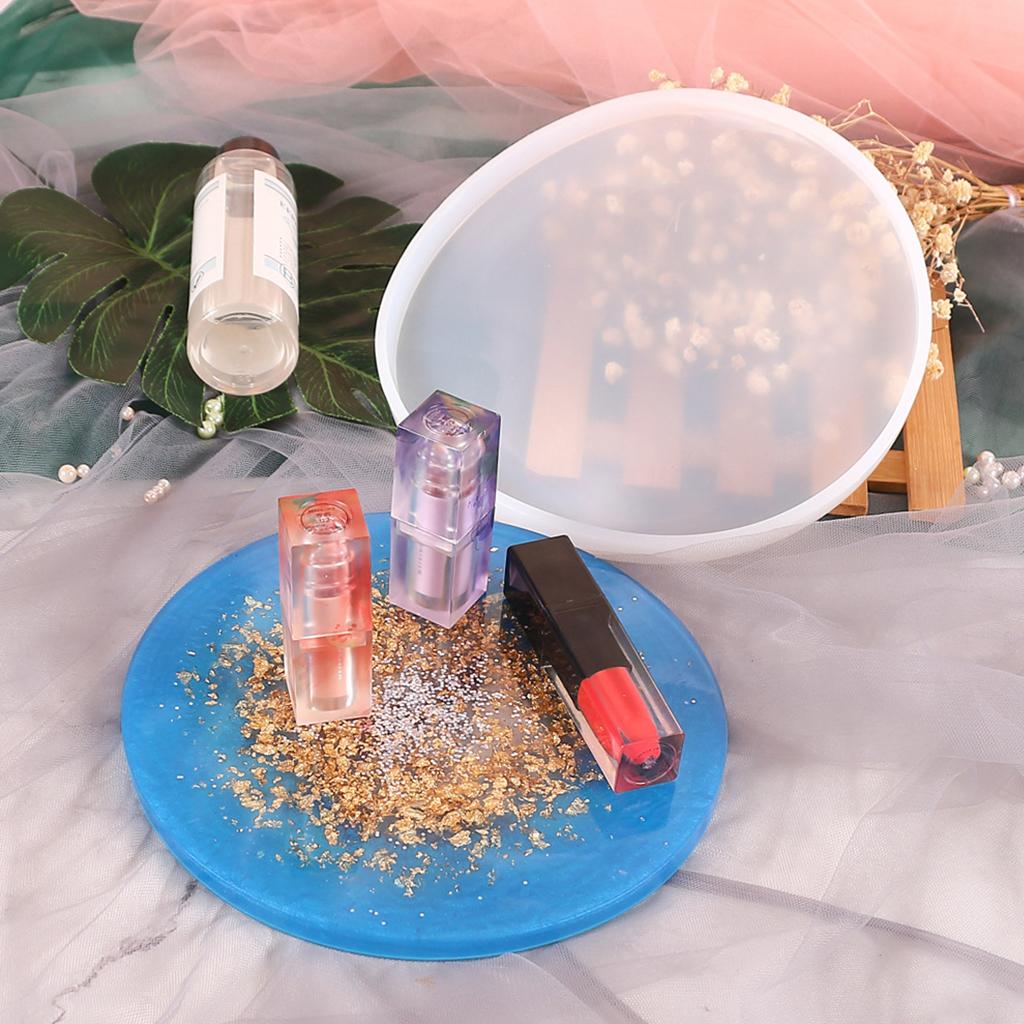 Round Resins Tray Moulds for Epoxy Resins Jewelry Tray Candle Holders Gypsum Silicones Moulds for Home Decoration