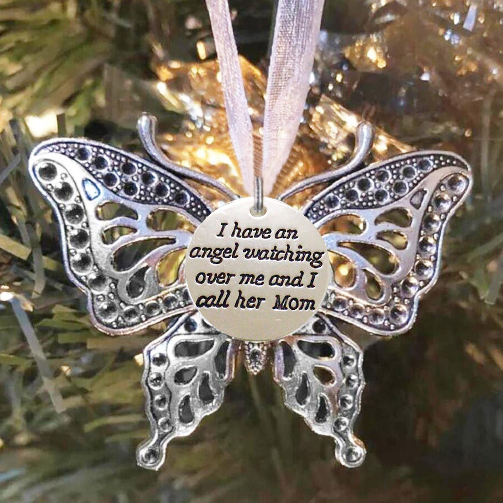 Creative Hollow Carving Exquisite Butterfly Memorial Family Pendant Christmas Tree Decoration Car Rearview Gift For Family