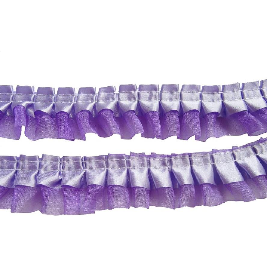 YYCRAFT Pack of 5y Two Tone Satin Organza Lace Edge Trim 1.5" Wedding Ribbon Sewing (Royal)