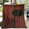 1pc Hkstorage Luxury Flannel Blanket Deep Burgundy Red And Brown Modern Geometric Throw Allseason Soft Bedspread for Sofa, Bed, Chair Elegant Home Dec