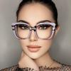 Oversize Square Frame Clear Lens Glasses Colorful Leopard Myopia Nerd Spectacles Degree -0.5 -1.0 -2.0 -3.0 -4.0 To -6.0
