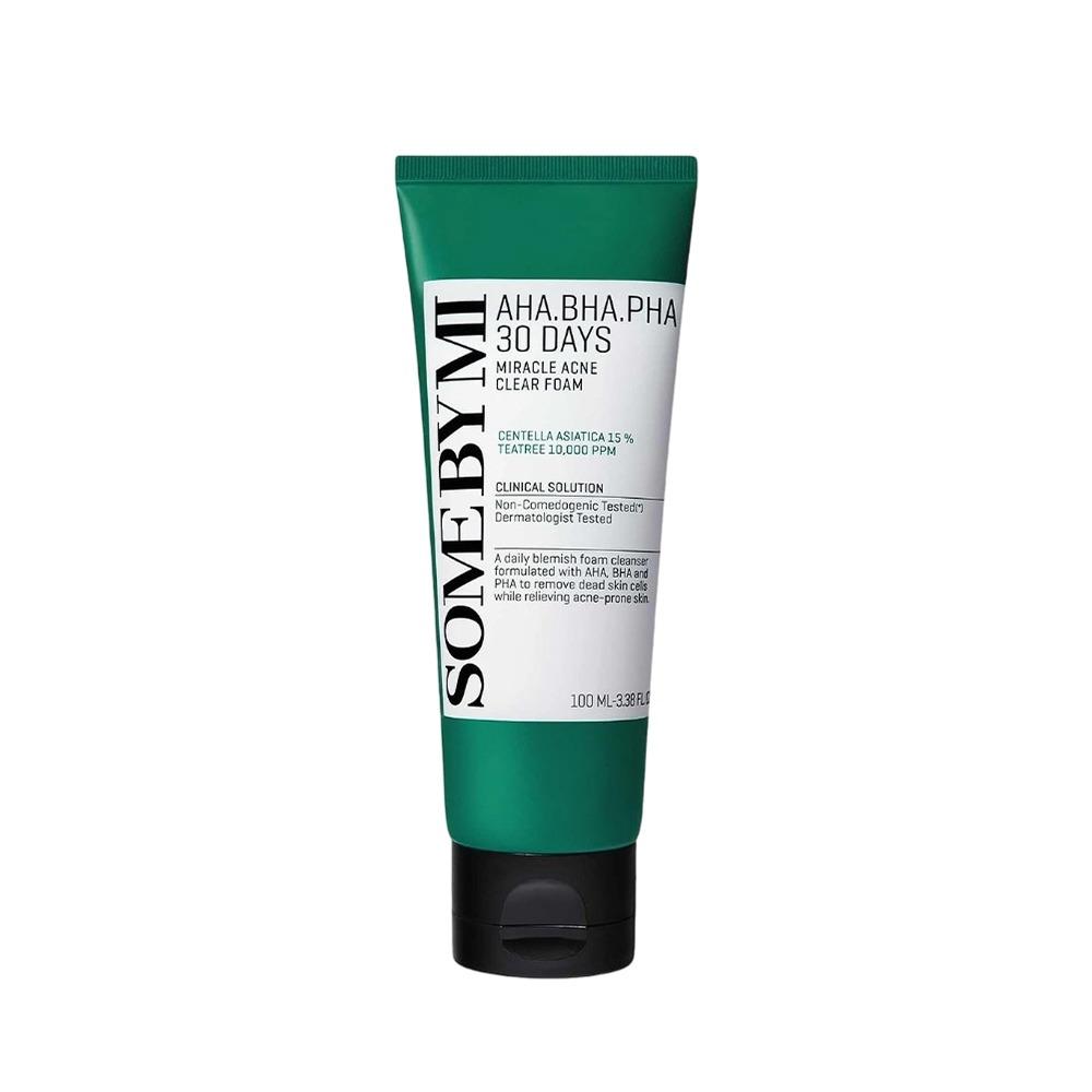

SOME BY MI AHA BHA PHA 30 Days Miracle Acne Clear Foam - Soothing & Deep Cleansing Face Wash for Acne-Prone Skin - 100ml / 3.38 fl.oz.