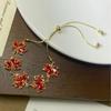 Elegant Red Maple Leaf Bracelet for Women - Luxurious, Fashionable, Versatile Zircon Jewelry