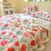 Winter Cartoon Printed Lamb Wool Blanket Thick and Warm Coral Fleece Blanket for Office Napping Fluffy Soft Plush Bedspread