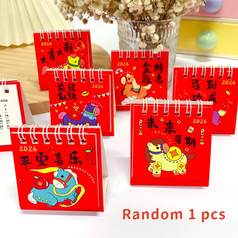 1Pcs 2026 Cute Cartoon Pony Desk Calendar Portable Desktop Decoration Schedule Planner Mini Calendar Office School Supplies