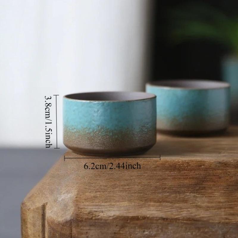 Zmiana pieca vintage wiosenna zieleń szorstka ceramika jeden czajnik 4 filiżanki pojemnik na herbatę prosty mały zestaw salon na świeżym powietrzu herbaciarnia