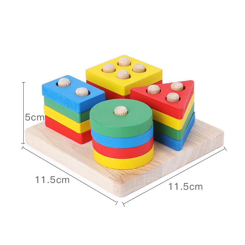 Wooden Montessori Toys for Kids Wood Sorting & Stacking Toys Girt for Girls Boys Color Shape Early Educational Toys for Toddlers