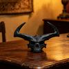 Figurina Teschio Gigante Stampata in 3D, Statua Teschio Gigante con Fiamme Gotica, Scultura Teschio per Feste di Halloween e Decorazione della Casa