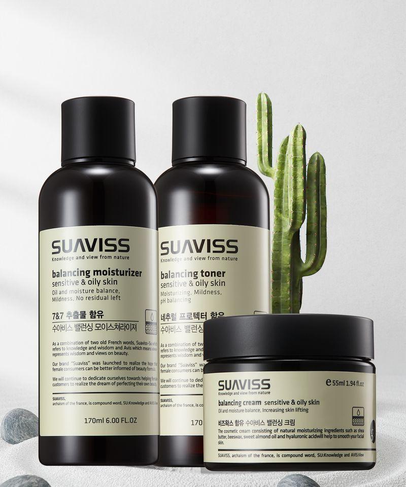 Balancing Skincare 3-Piece Set [Oily Skin] (Moisturizer + Cream + Toner)