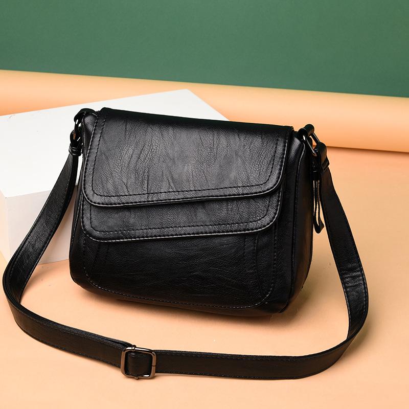 Autumn New Autumn Style Middle-aged and Elderly Women's Bag Shoulder Crossbody Bag Soft Leather Women's Singles Bag