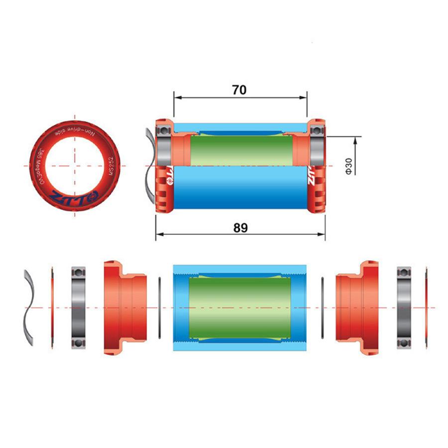Car Bottom Bracket BB30/30MM Repair for ROTOR 3D,SRAM,FSA Italian Thread/ITA 30