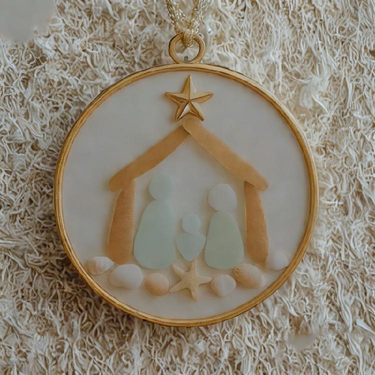 Acrylic Christmas Tree Ornament Decorative Sea Glass Coastal Holiday Accent Pendant Unique Religious Gift