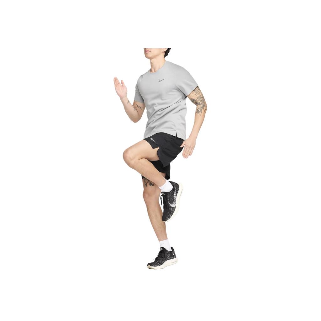 Nike Dry Fit UV Solid Color Crew Neck Casual Short Sleeve T-Shirt Men Tops Gray DV9316-098