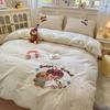 100% Cotton Cartoon Bedding Set: Skin-Friendly 3-Piece with Duvet Cover, Fitted Sheet, and Towels