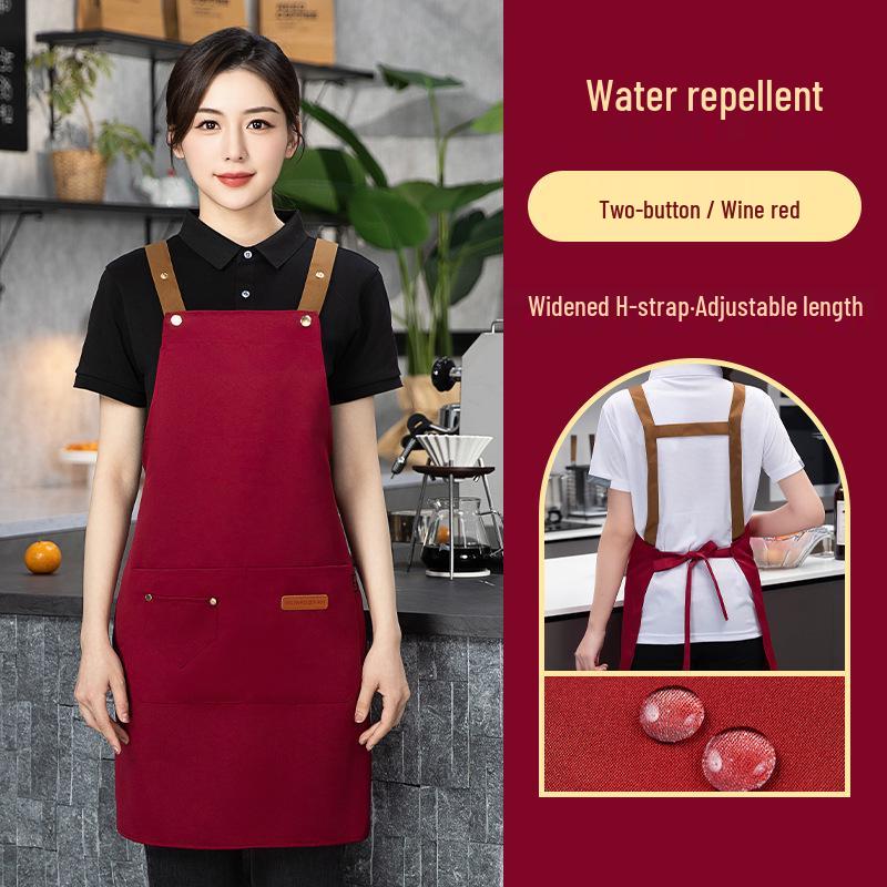 Waterproof Red Apron with Logo for Weddings, 100th Birthdays, and Special Events - Oil-Proof, Festive, Celebratory Design