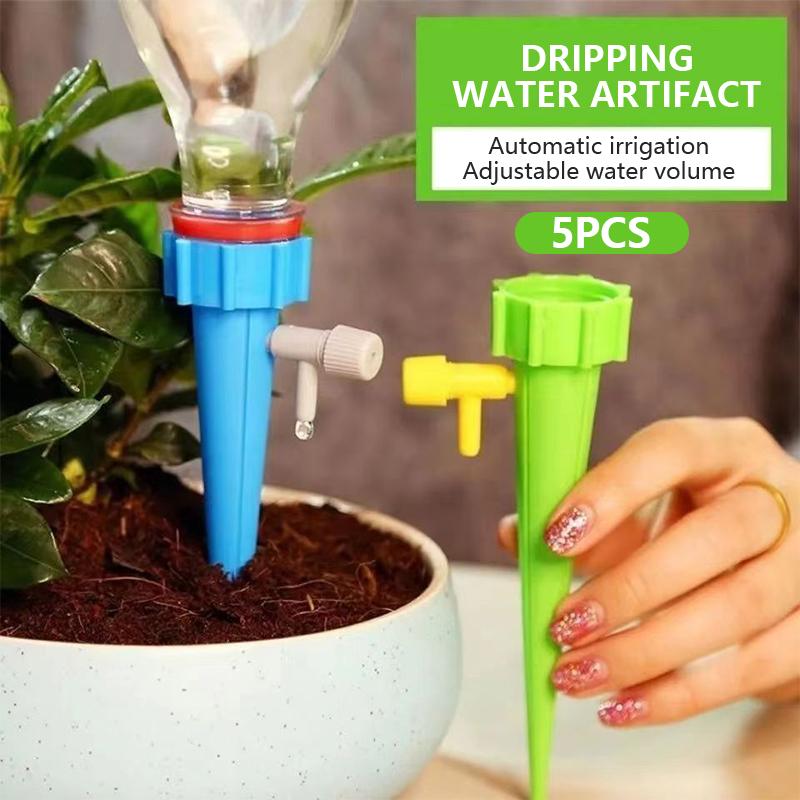 5Pcs Self-Watering Artifact With Switch Automatic Watering Device Adjustable Drip Irrigation For Plant Garden Watering Supplies