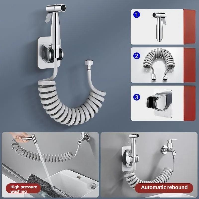 Modern Stainless Steel Handheld Bidet Sprayer with Adjustable Water Pressure and 1.5m Hose
