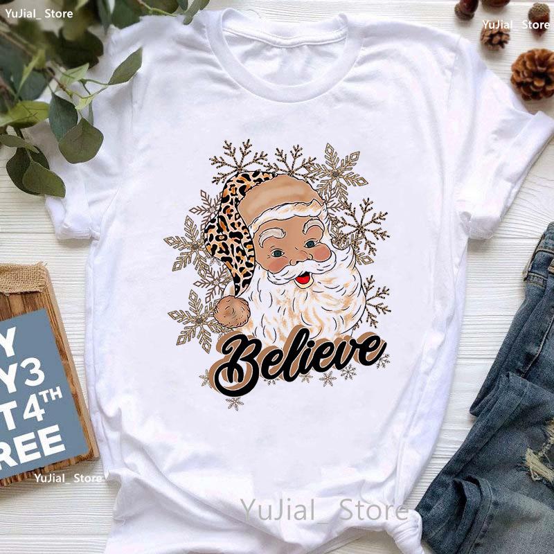 Santa Claus Riding A Dolphin Print Tshirt for Girls White Casual Christmas Gift Tshirt Fashionable Shortsleeved Tshirt Women