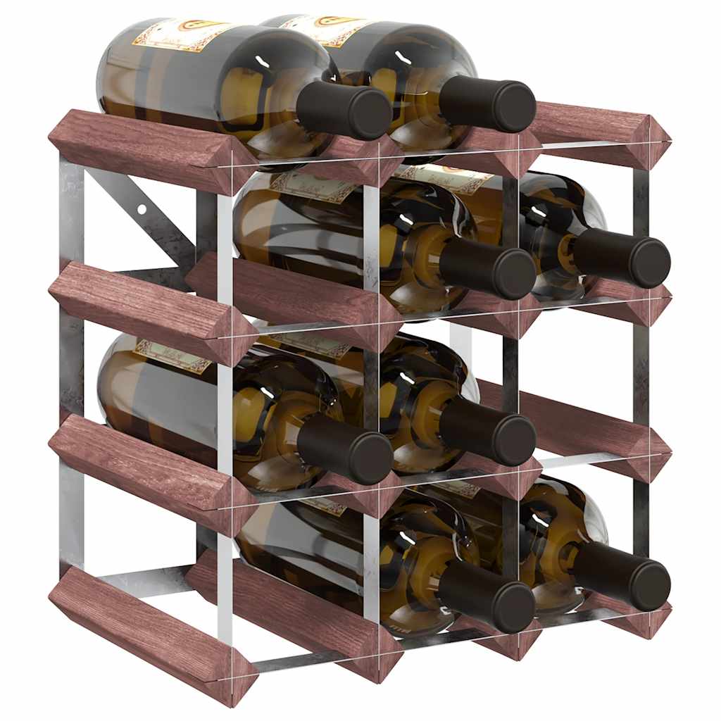 Vidaxl 12-Bottle Wine Rack, Brown, Solid Pine Wood