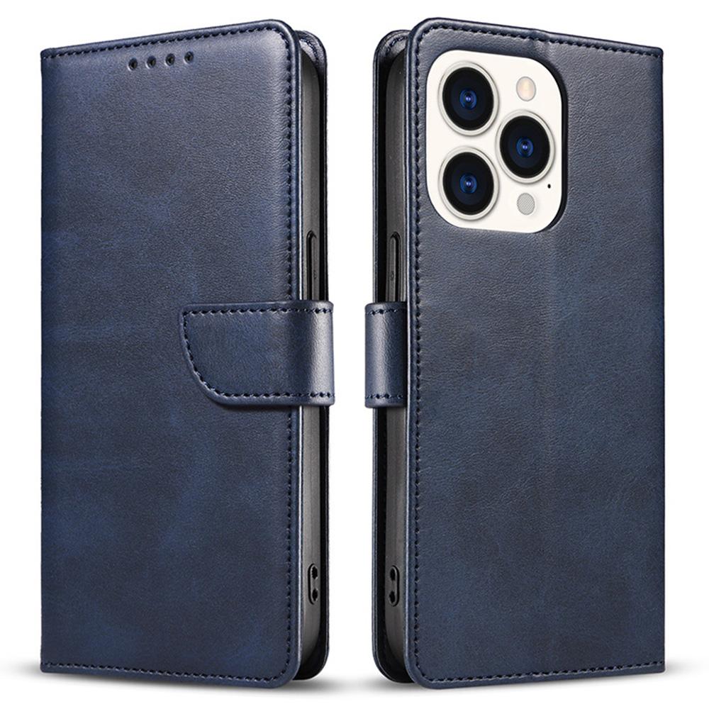 For iPhone 16 Pro Max Case Calf Texture Magnetic Clasp Wallet PU Leather Phone Cover