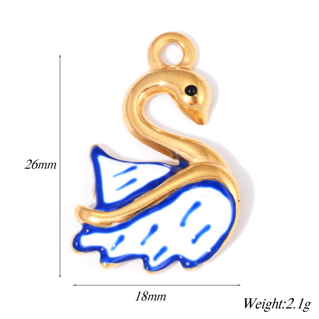 4pcs Stainless Steel Enamel Cute Swan Charms for DIY Necklace Earrings Bracelet Findings DIY Jewelry Making Pendants
