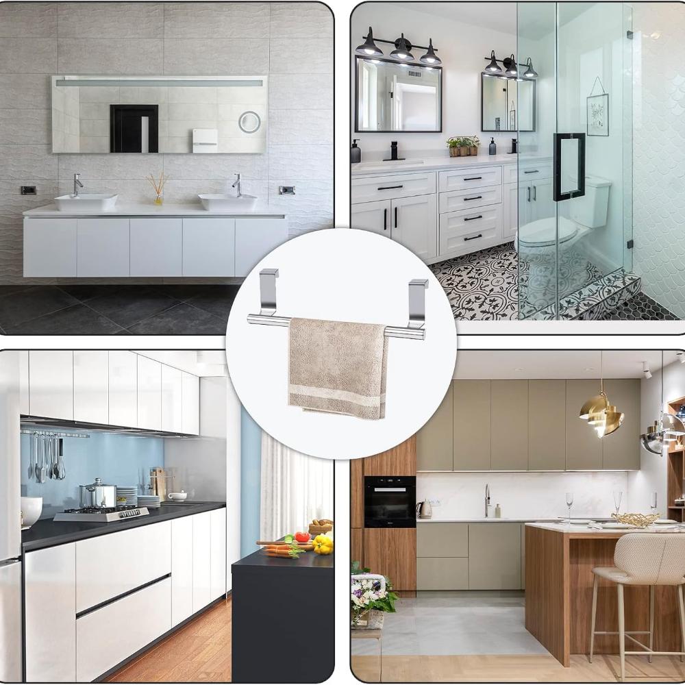 Cabinet Door Towel Bar, Dish Towel Rack for Cabinet, Stainless Steel Kitchen Towel Holder, Over The Door Hand Towel Hanger for Kitchen Bathroom