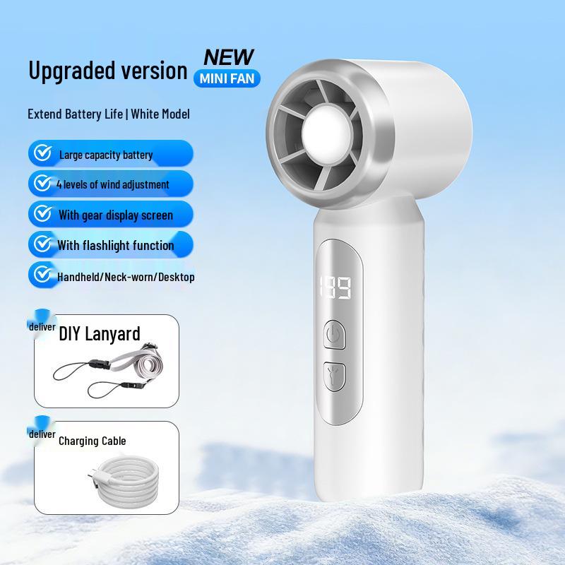 

199-Speed Lightweight Turbo Mini Fan: Portable, Handheld, Digital Display, with Lighting and Charging Features. 120x40x50mm