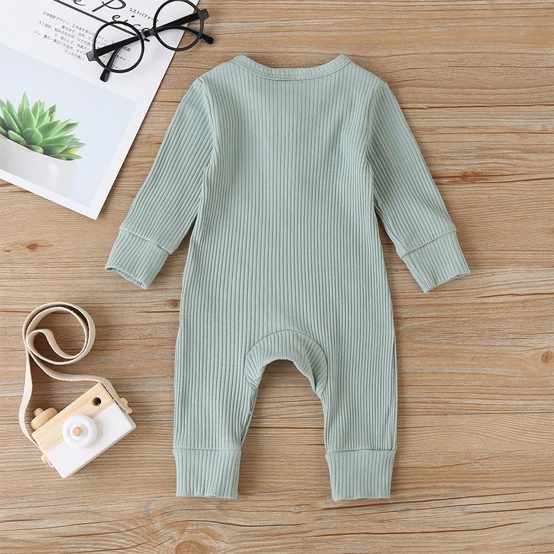 Long Sleeve Baby Romper Solid Color Simple Fashion Infant Jumpsuit Princess Style