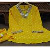 Women Designer Bandhani Print Cord Set Indian Bollywood Dhoti Kurta Top Tunic Dress