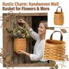 Handgjord Trä Vägghängd Flätad Förvaringskorg, Vägghängd Förvaringskorg, Blomkruka Bakom Dörren, Korg
