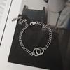 Hip Hop Jewelry Double Circle Thai Silver Color Bracelet Handmade Thick Chain Couple Bracelet For Men Women S -B413