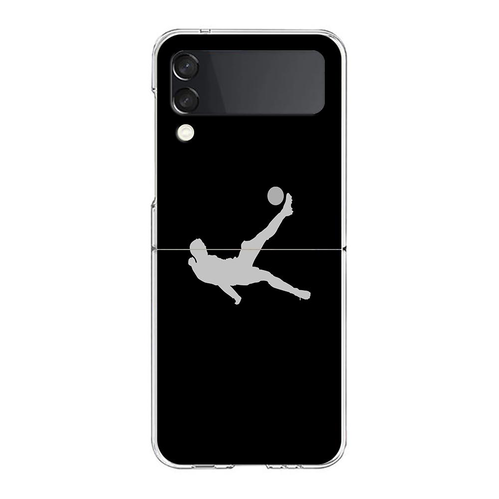 Football Player Soccer Art Clear Phone Case For Samsung Galaxy Z Flip 3 4 5 Hard Folding Shell For Samsung Z Flip3 Back Cover
