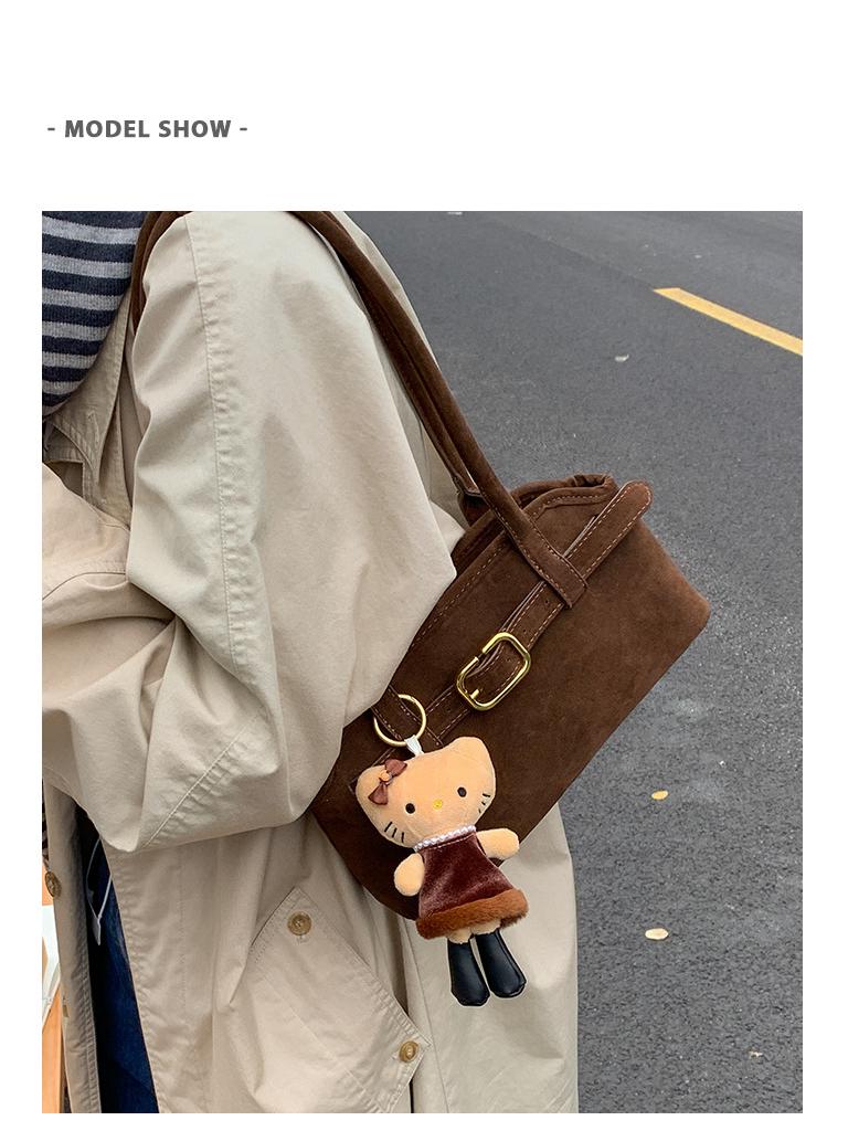 Women's Luxury Suede Shoulder Bag - Retro Matte Design, French-Inspired Baguette for Autumn/Winter