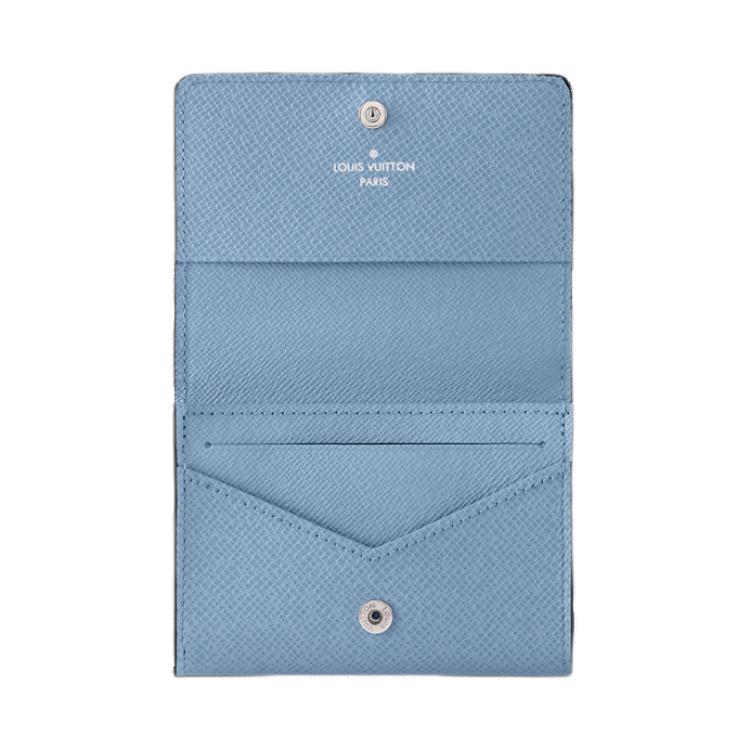 Louis Vuitton Classic Print Snap Closure Canvas Card Holder Men Accessories Blue M14118