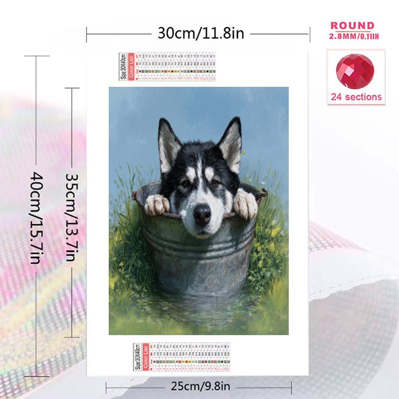 Siberian Husky and grassland Pattern  3pcs 100% Round Full Drill 5D DIY Diamond Painting Embroidery Cross Stitch Rhinestone Décor