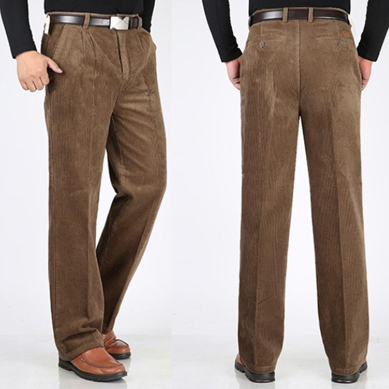 Men's Thick Corduroy Casual Pants Men's Corduroy High Waist Loose Thick Trousers