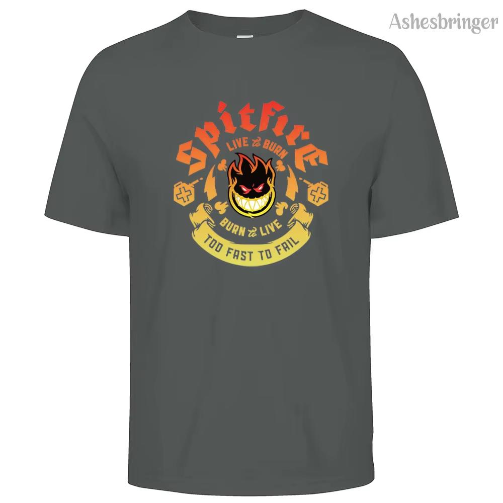 

Men s Cotton Spitfire Graphic Print T-shirt Tees Casual Loose Round Neck Street Style Tops for Men and Women S