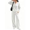 Women's Loose Fit Long Sleeve Top and Wide Leg Pants 2-Piece Tracksuit for Casual Workout