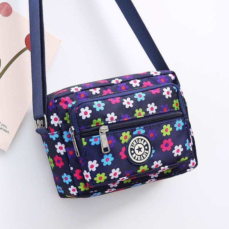 Wholesale New Flower Cloth Bag Oblique Span Bag Middle-aged and Elderly Bag Stall Night Market Oxford Cloth Shoulder Bag Women's Bag Canvas Bag