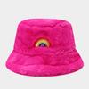 Autumn and Winter Bucket Hat Trendy European and American New Rainbow Embroidery Thickened Warm Hat Women's Outdoor Versatile Sun Hat