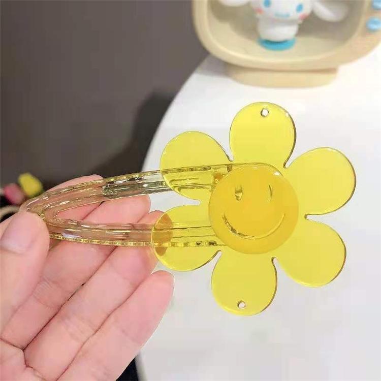 Trendy Fashion clear Transparent Sunflower Daisy Hair Clips for Girls Kids Women Resin Acrylic Clips жёлтый